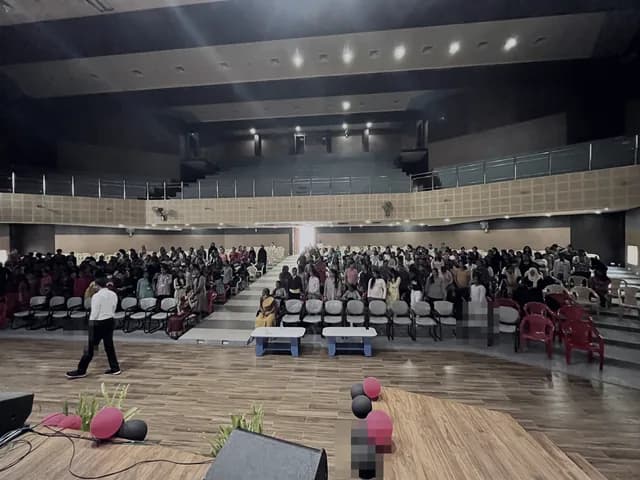 An auditorium seen from the stage during a session